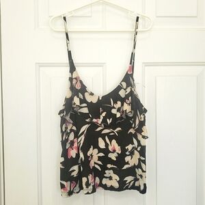 Kimchi Blue Black and Pink Floral Crop Top Size XS
